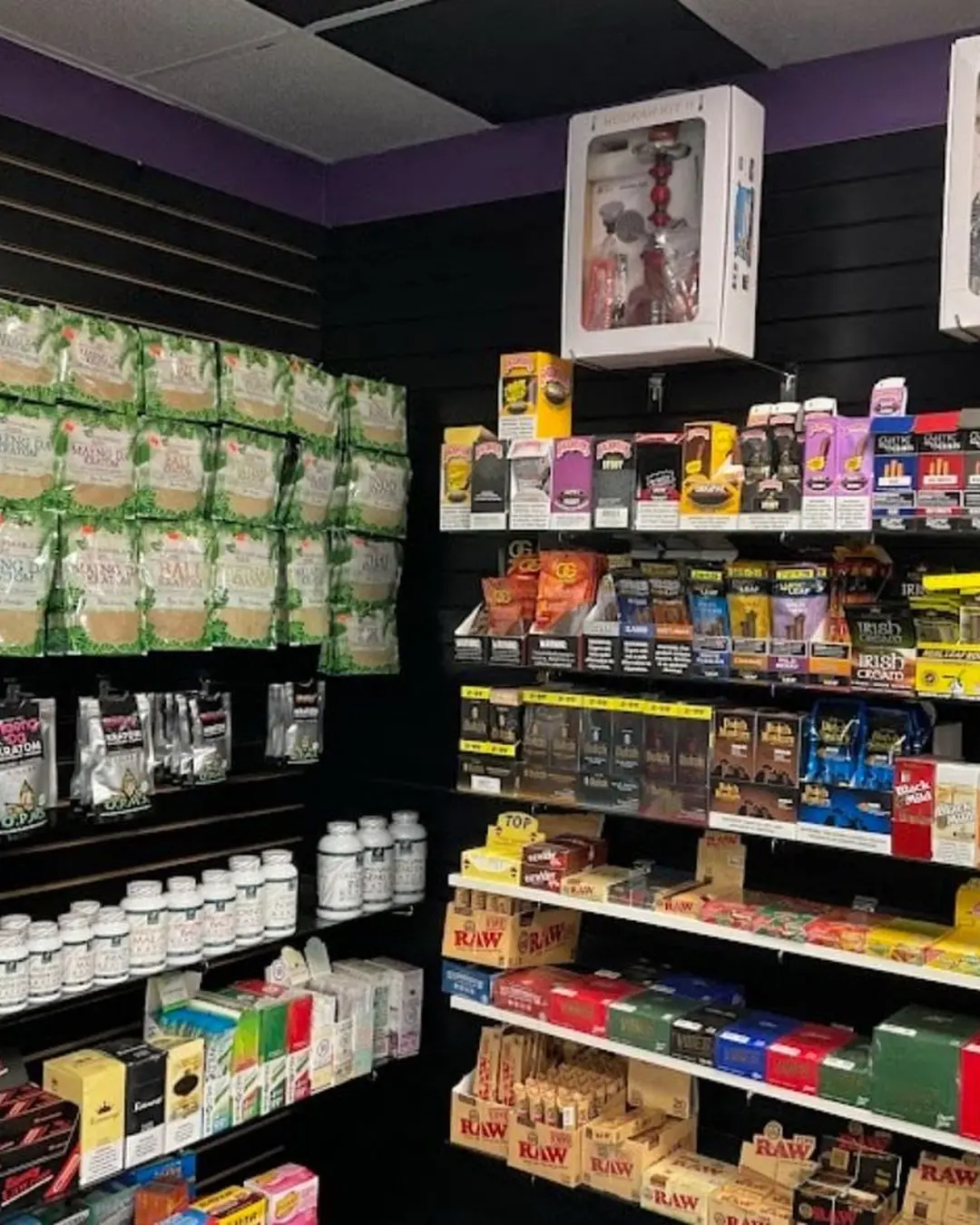 Assorted packaged products on store shelves