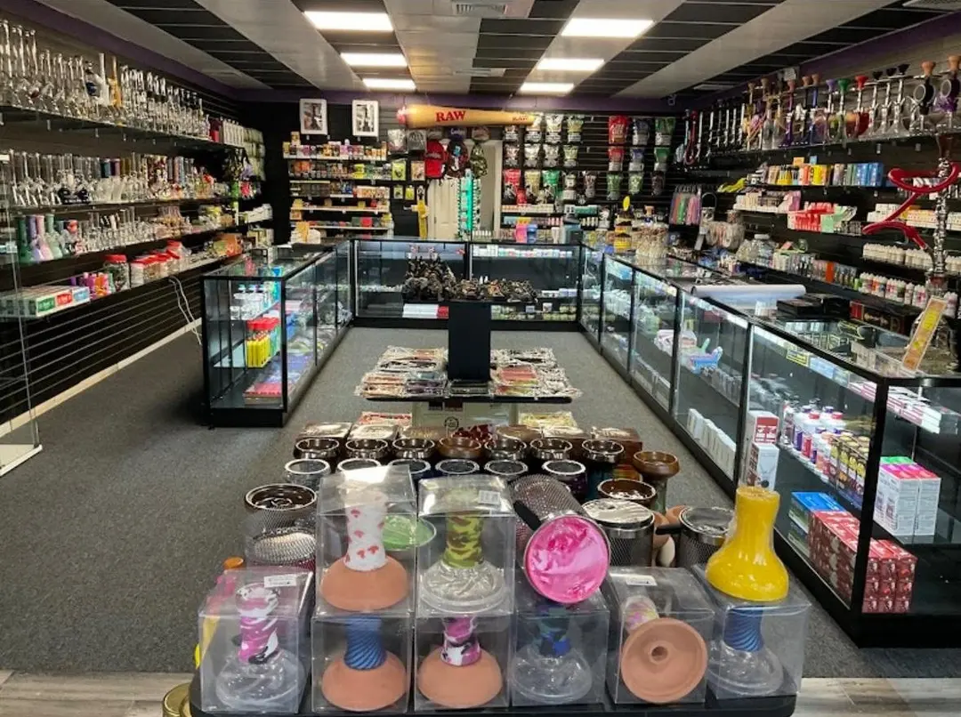 Aisles and display counters inside the former shop